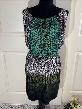 JFW Sleeveless Animal Print Blouson Dress Medium